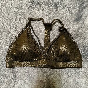 LiCi Fit Black Faux Leather Strappy Sports Bra - M